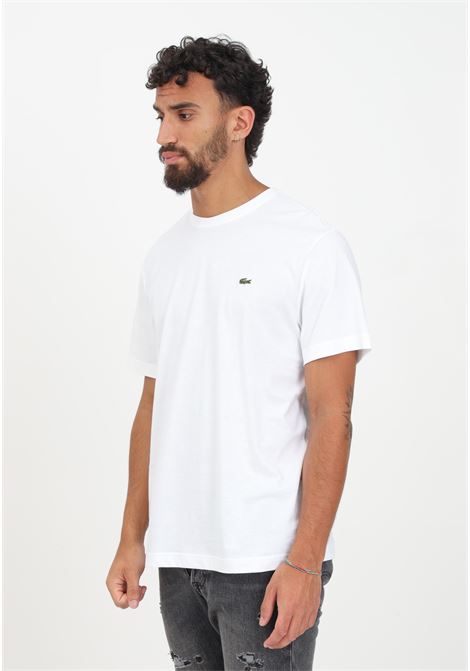 T-shirt bianca da uomo con patch coccodrillo LACOSTE | TH2038001