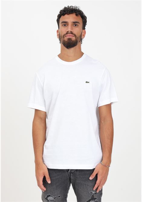 T-shirt bianca da uomo con patch coccodrillo LACOSTE | TH2038001
