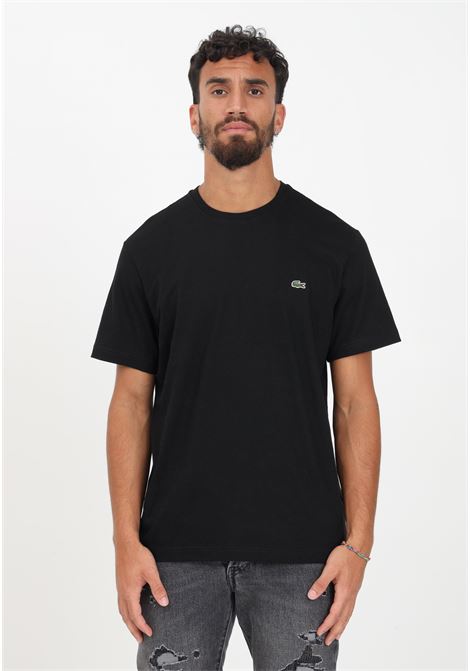 T-shirt nera da uomo con patch coccodrillo LACOSTE | TH2038031