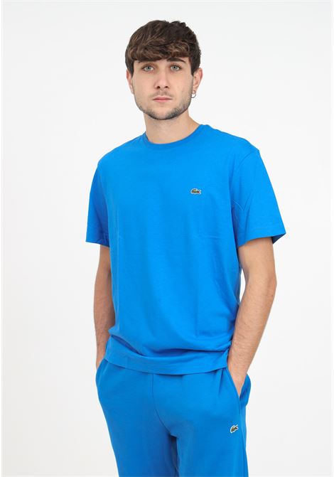 T-shirt azzurra con logo da uomo LACOSTE | TH2038SIY