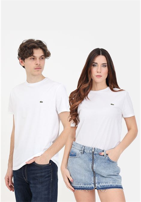 White t-shirt for women and men with logo patch LACOSTE | TH6709001
