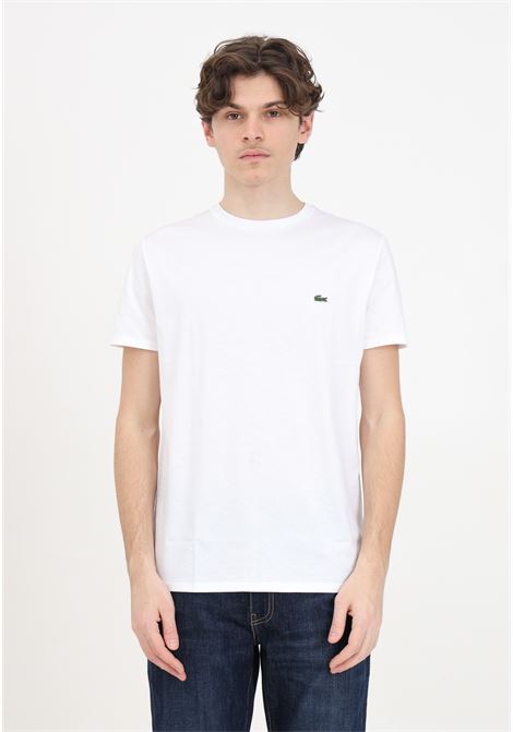 White t-shirt for women and men with logo patch LACOSTE | TH6709001