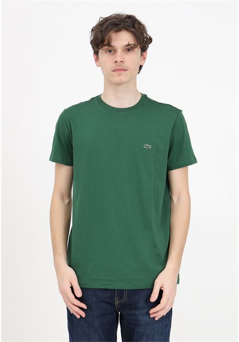 Green women's men's t-shirt with logo patch LACOSTE | TH6709132