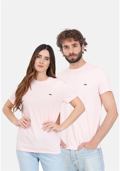 Pink women's and men's t-shirt with logo patch LACOSTE | T-shirt | TH6709T03