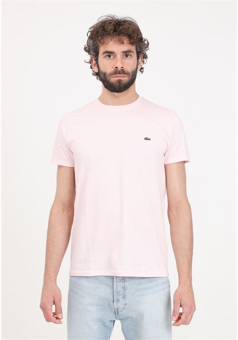 T-shirt rosa donna uomo con patch logo LACOSTE | TH6709T03