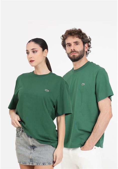 Green men's and women's t-shirt with crocodile logo patch LACOSTE | TH7318132