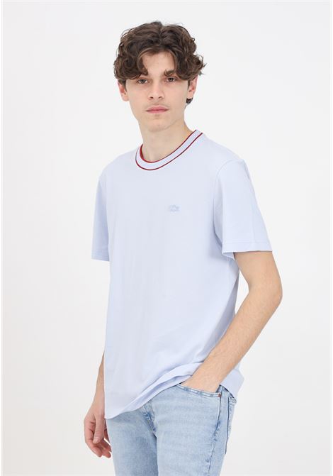 T-shirt uomo celeste chiaro patch logo tono su tono LACOSTE | TH8174J2G
