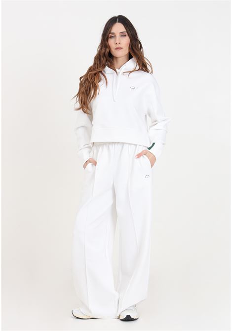White women's trousers with crocodile logo patch LACOSTE | Pants | XF7374001