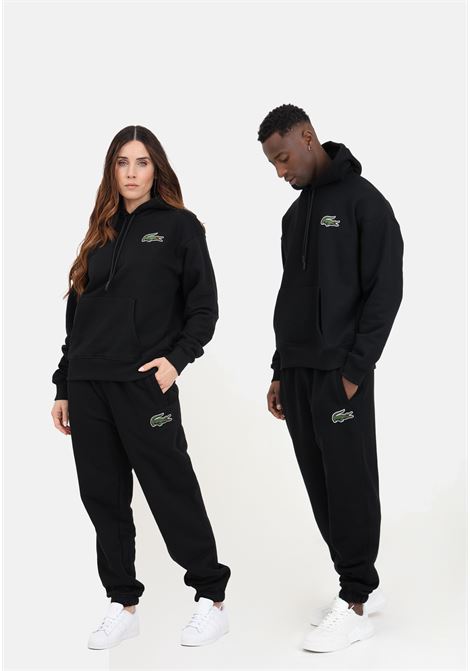 Black tracksuit trousers for men and women with elasticated waist with drawstring LACOSTE | XH0075031
