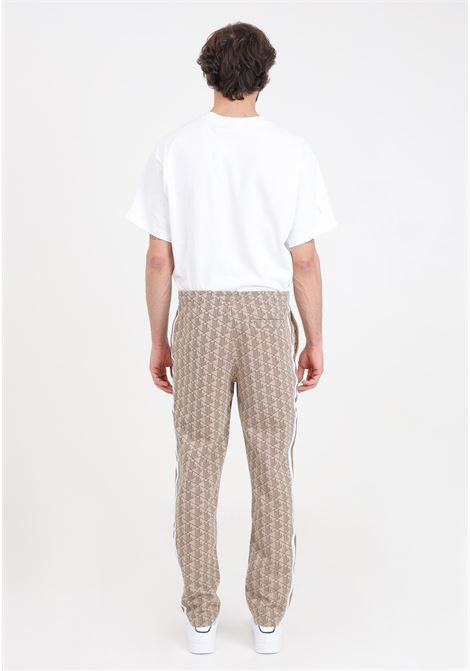 Brown allover monogram print men's trousers LACOSTE | XH1440IRP