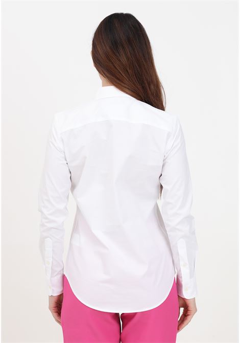 Camicia bianca da donna con ricamo logo LAUREN RALPH LAUREN | Camicie | 200684553001WHITE