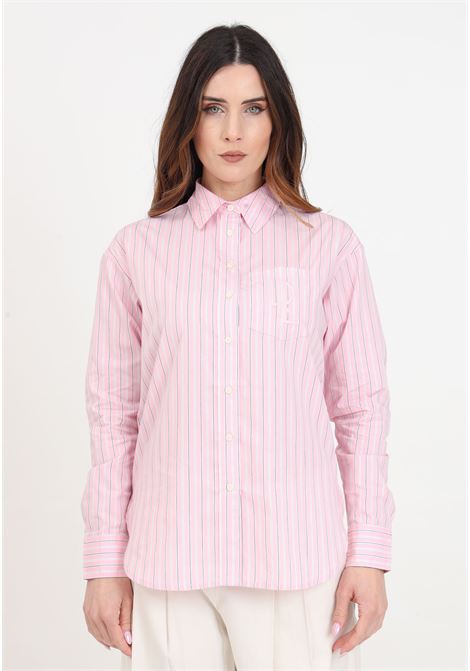 Pink women's shirt with vertical stripes LAUREN RALPH LAUREN | Shirt | 200932627001PINK/WHITE MULTI
