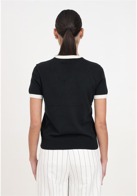 Mascarpone and black women's short-sleeved sweater LAUREN RALPH LAUREN | Knitwear | 200933170001BLACK/MASCARPONE CREAM