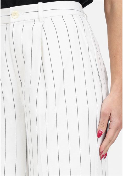 Mascarpone and black vertical striped women's trousers LAUREN RALPH LAUREN | 200941169001MASCARPONE CREAM/BLACK
