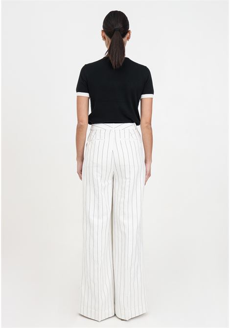 Pantaloni da donna a righe verticali color mascarpone e nero LAUREN RALPH LAUREN | Pantaloni | 200941169001MASCARPONE CREAM/BLACK