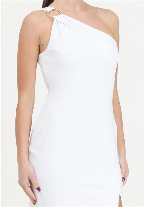 White women's midi dress with golden metal detail LAUREN RALPH LAUREN | Dresses | 253939495001WHITE