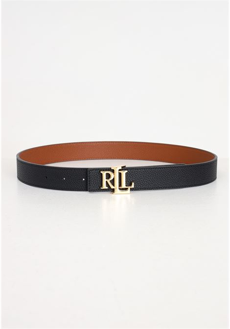 Reversible black and brown women's belt with metal logo plate LAUREN RALPH LAUREN | Belts | 412912039001BLACK/LAUREN TAN