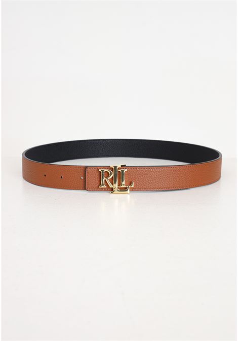 Reversible black and brown women's belt with metal logo plate LAUREN RALPH LAUREN | Belts | 412912039001BLACK/LAUREN TAN