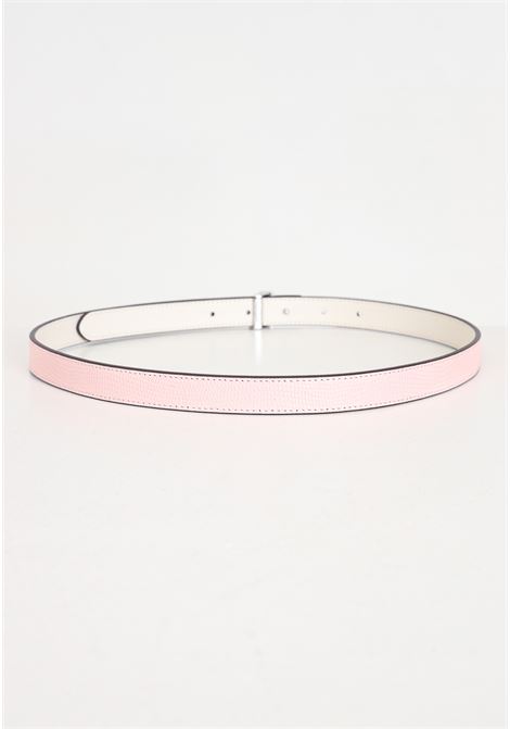 Cintura da donna rosa e bianca reversibile con placca logata metallo LAUREN RALPH LAUREN | Cinture | 412935629001TEA ROSE/SOFT WHITE