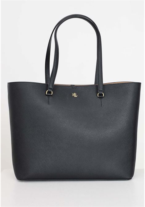 Black women's bag with golden metal logo lettering LAUREN RALPH LAUREN | Bags | 431911655001BLACK