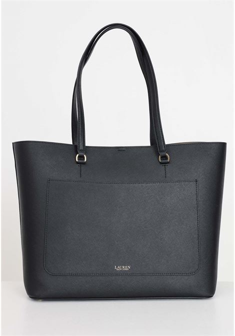 Black women's bag with golden metal logo lettering LAUREN RALPH LAUREN | Bags | 431911655001BLACK