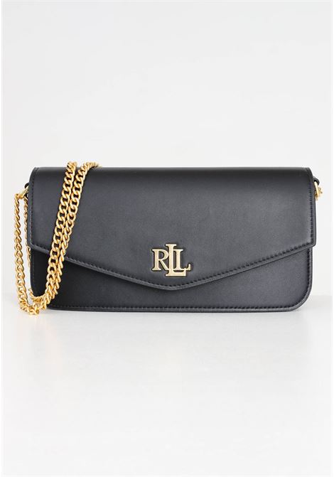 Black women's bag with golden metal logo lettering LAUREN RALPH LAUREN | 431934746002BLACK