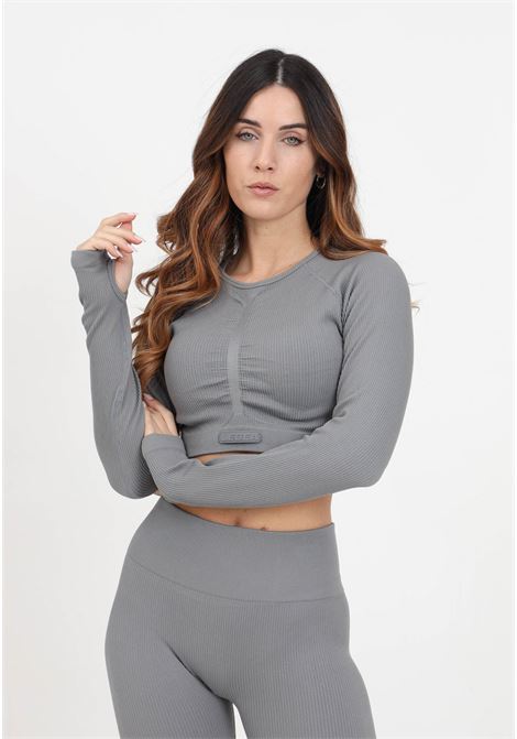 Women's top with long-sleeved lead-coloured ribs LEGEA | Tops | MGLW22030035