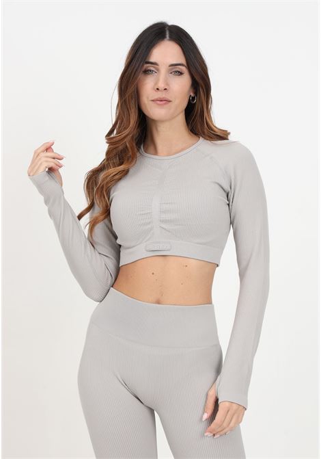 Women's ribbed top in light gray color with long sleeves LEGEA | Tops | MGLW22030048