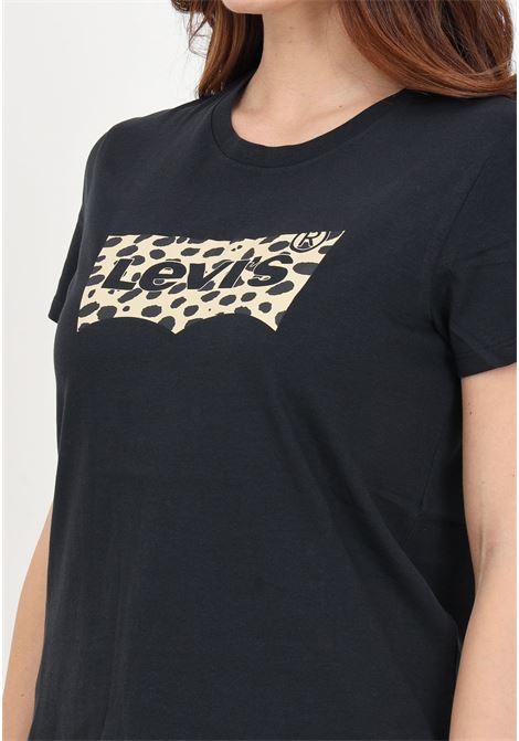 T-shirt da donna nera con logo batwing leopardato LEVI'S® | T-shirt | 17369-24372437