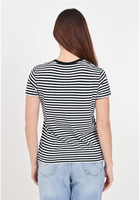 T-shirt da donna bianca e nera a strisce orizzontali logo housemark LEVI'S® | T-shirt | 39185-00870087
