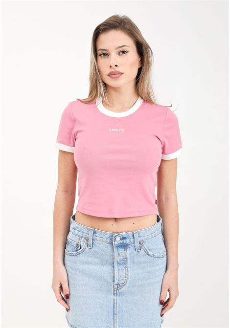 T-shirt donna rosa con ricamo logo sul petto a colori LEVI'S® | T-shirt | A3523-00650065