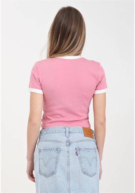 Pink women's t-shirt with color logo embroidery on the chest LEVI'S® | A3523-00650065