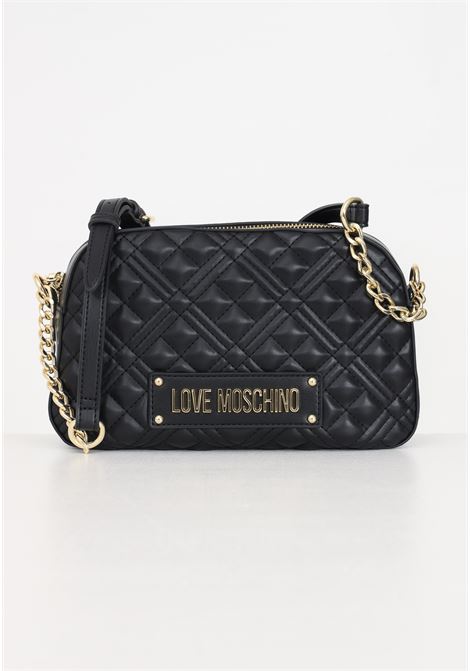 Quilted black women's bag with golden metal lettering chain shoulder strap LOVE MOSCHINO | JC4013PP1ILA0000