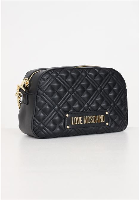 Quilted black women's bag with golden metal lettering chain shoulder strap LOVE MOSCHINO | Bags | JC4013PP1ILA0000