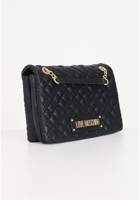 Quilted black women's bag with golden metal lettering chain shoulder strap LOVE MOSCHINO | Bags | JC4014PP1ILA0000