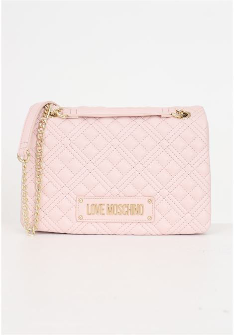 Quilted powder pink women's bag with golden metal lettering chain shoulder strap LOVE MOSCHINO | Bags | JC4014PP1ILA0601