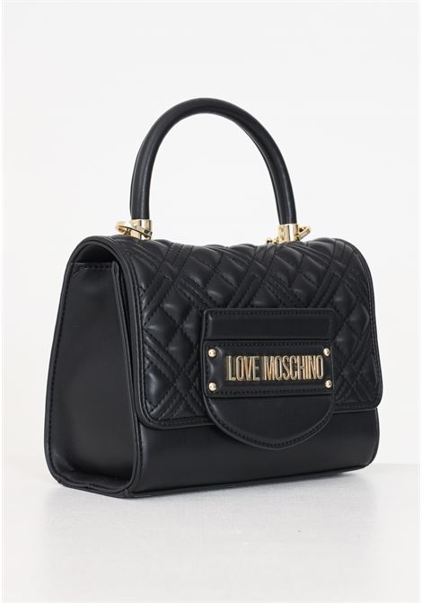 QUILTED women's black handbag with golden metal lettering LOVE MOSCHINO | JC4055PP1ILA0000