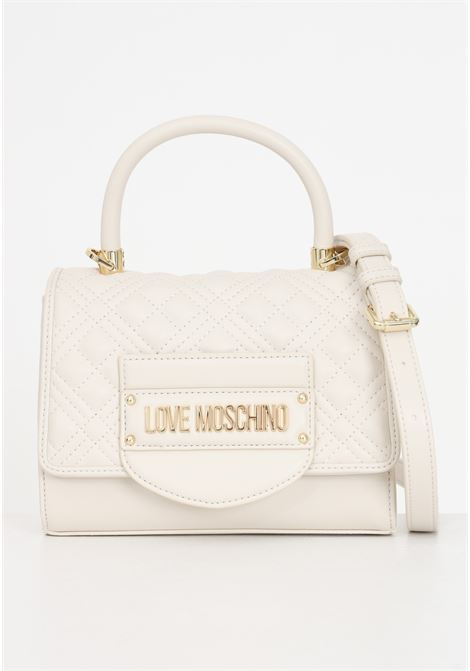 QUILTED beige women's bag by hand with golden metal lettering LOVE MOSCHINO | Bags | JC4055PP1ILA0110