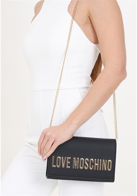 Black women's bag Smart daily maxi golden metal lettering LOVE MOSCHINO | JC4103PP1IKD0000