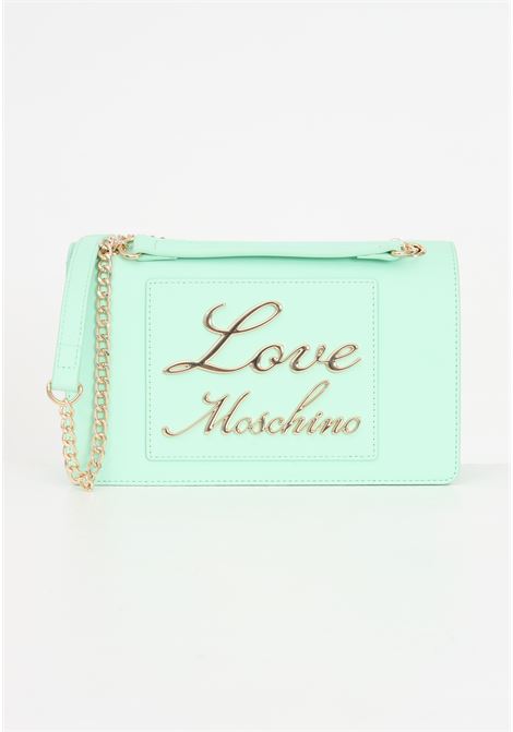 Mint green women's bag with golden metal lettering LOVE MOSCHINO | Bags | JC4117PP1ILM0802