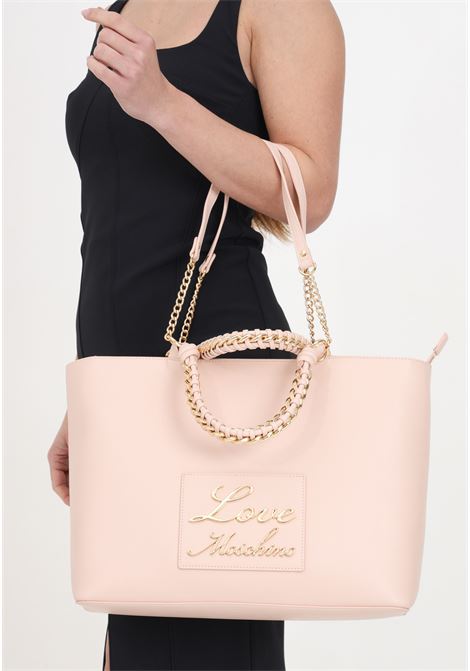 Powder pink women's shoeper with woven lettering logo handles LOVE MOSCHINO | Bags | JC4119PP1ILM0601