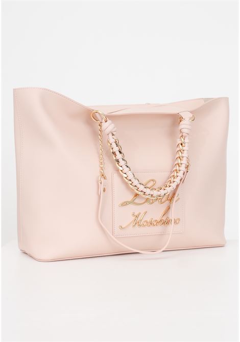 Powder pink women's shoeper with woven lettering logo handles LOVE MOSCHINO | Bags | JC4119PP1ILM0601