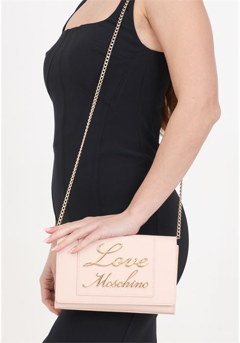 Powder pink women's bag with golden metal lettering Lovely Love LOVE MOSCHINO | Bags | JC4121PP1ILM0601
