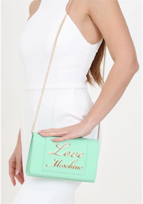 Mint green women's bag with golden metal lettering Lovely Love LOVE MOSCHINO | Bags | JC4121PP1ILM0802