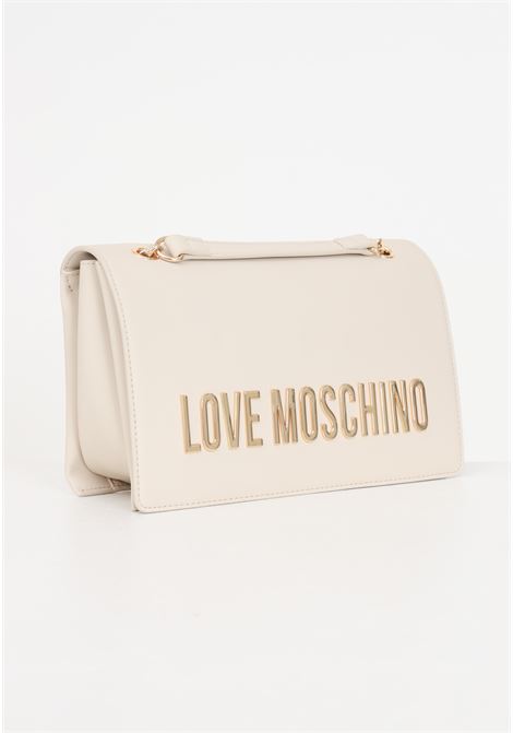 Beige women's Bold Love golden lettering shoulder bag LOVE MOSCHINO | Bags | JC4192PP1IKD0110