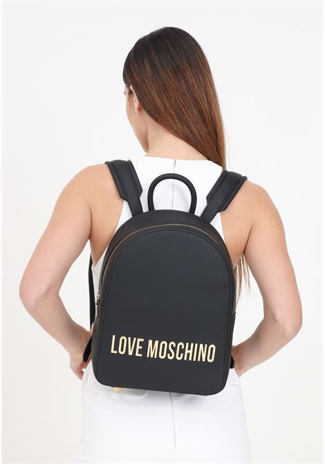 Black women's backpack with maxi golden metal lettering LOVE MOSCHINO | Backpacks | JC4193PP1IKD0000