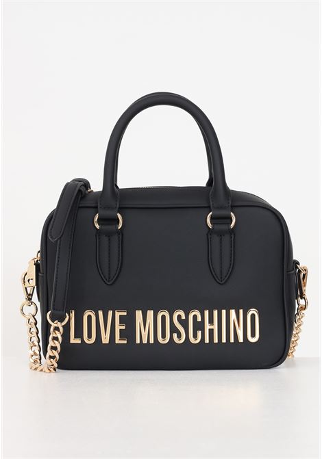 Black women's bag with golden lettering tote bag with handles and shoulder strap LOVE MOSCHINO | JC4196PP1IKD0000