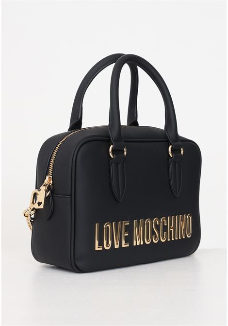 Black women's bag with golden lettering tote bag with handles and shoulder strap LOVE MOSCHINO | Bags | JC4196PP1IKD0000