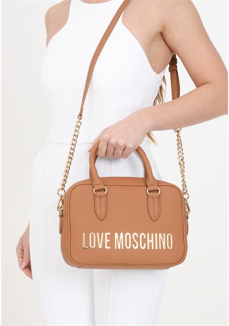 Camel women's bag with golden lettering with handles and shoulder strap LOVE MOSCHINO | Bags | JC4196PP1IKD0201