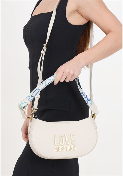 Beige women's bag with printed jelly logo nylon shoulder strap LOVE MOSCHINO | Bags | JC4212PP1ILQ111A